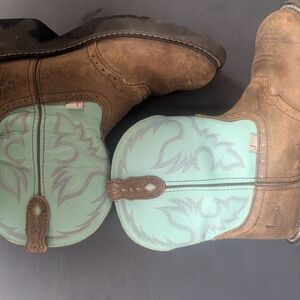 Justin Boots Brown and Mint Leather Boots